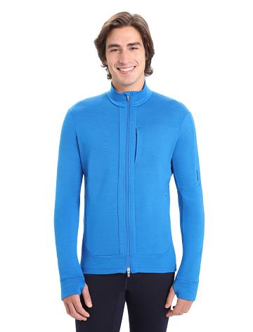 Icebreaker Merino Quantum III Long Sleeve Zip Férfi Kapucnis Pulóver Kék | HU 1262WNBY